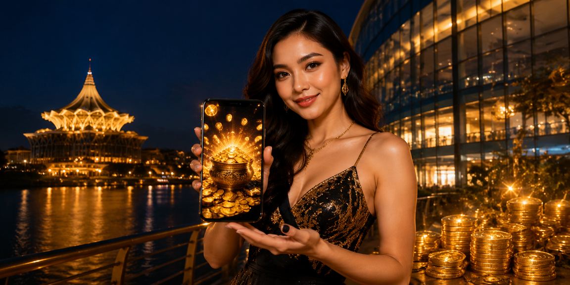A Kuching user accessing 77judi's mobile casino via smartphone